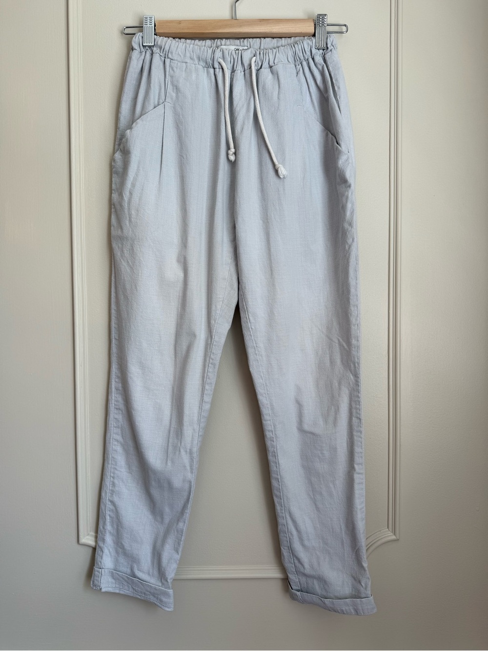 OAK + FORT Light Gray Drawstring Cotton Trousers